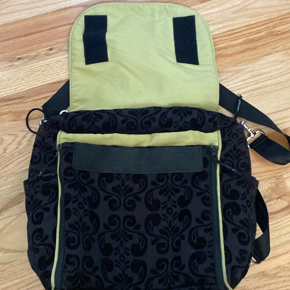 Petunia Pickle Bottom Diaper Bag Backpack Black/Lime velvet burnout fairy grunge